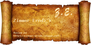 Zimmer Ernák névjegykártya